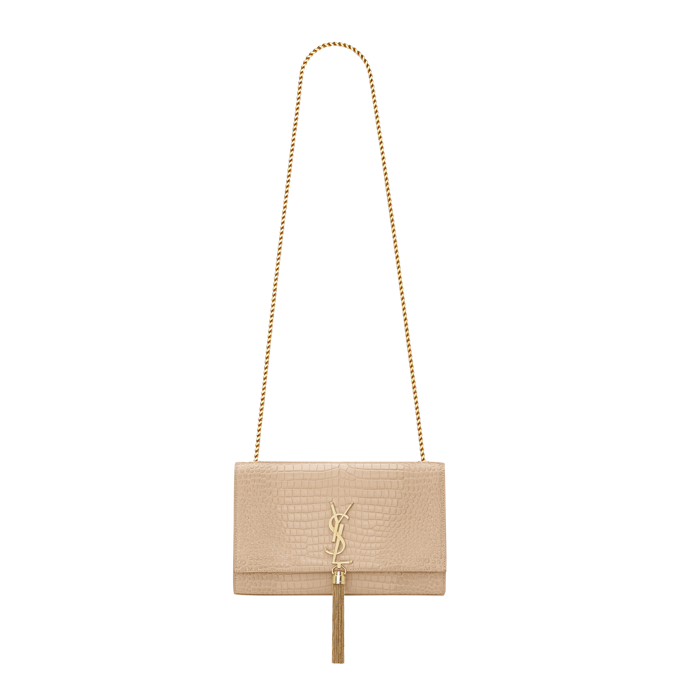 YSL KATE MEDIUM TASSEL IN CROCODILE-EMBOSSED LEATHER 354119DND0J2721 (24*14.5*5.5cm)